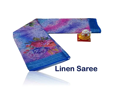 Image of Linen saree lavender - 2