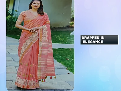 Image of Linen Tissue Saree - 3